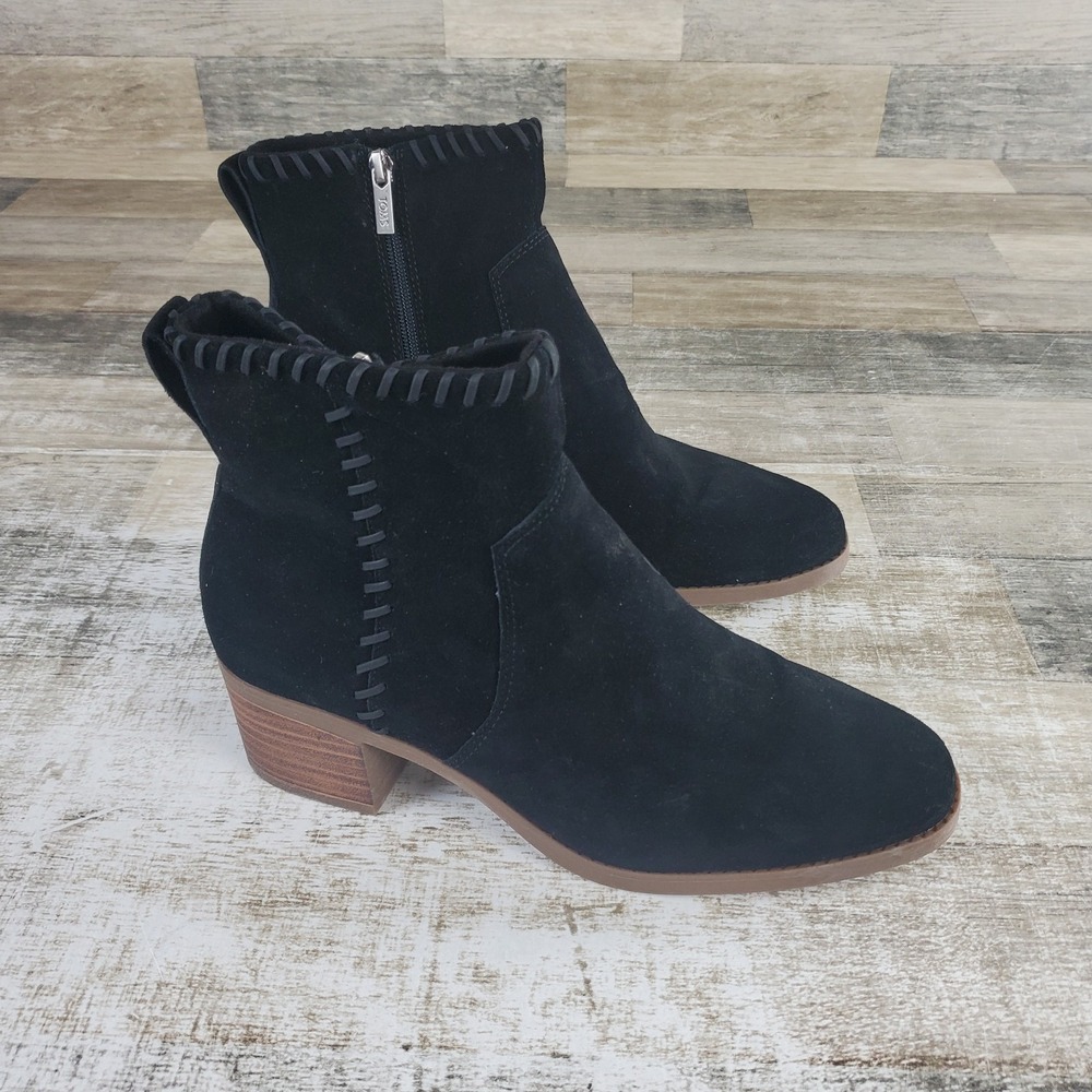 TOMS Delilah Zippered Womens Booties Sz 9.5 Water Repellent Suede Boots